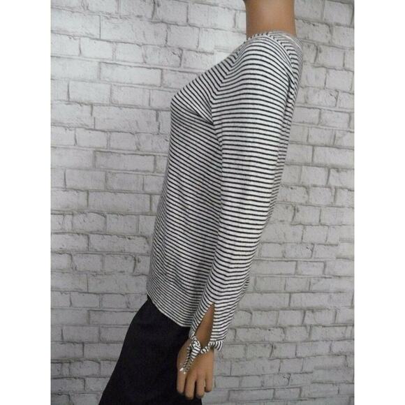 $90 Ann Taylor Loft Black Ivory Striped Bow Cuff Wool Blend Sweater PS NEW - Picture 5 of 6